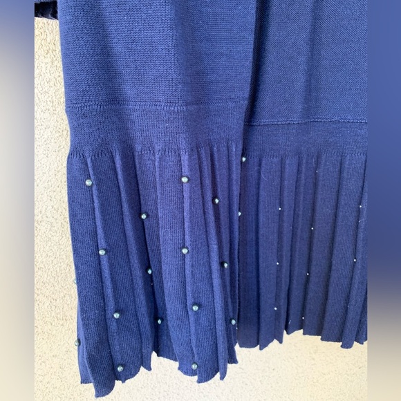 Chicos Size 2 (12-14) violet long studded cardigan with pleated accents - Picture 4 of 6